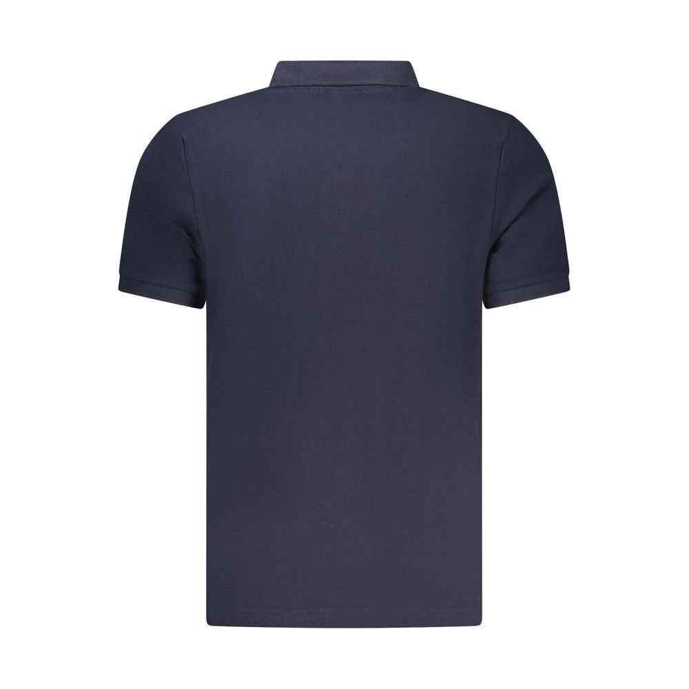 Blue Cotton Men Polo Shirt
