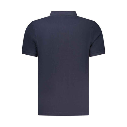 Blue Cotton Men Polo Shirt