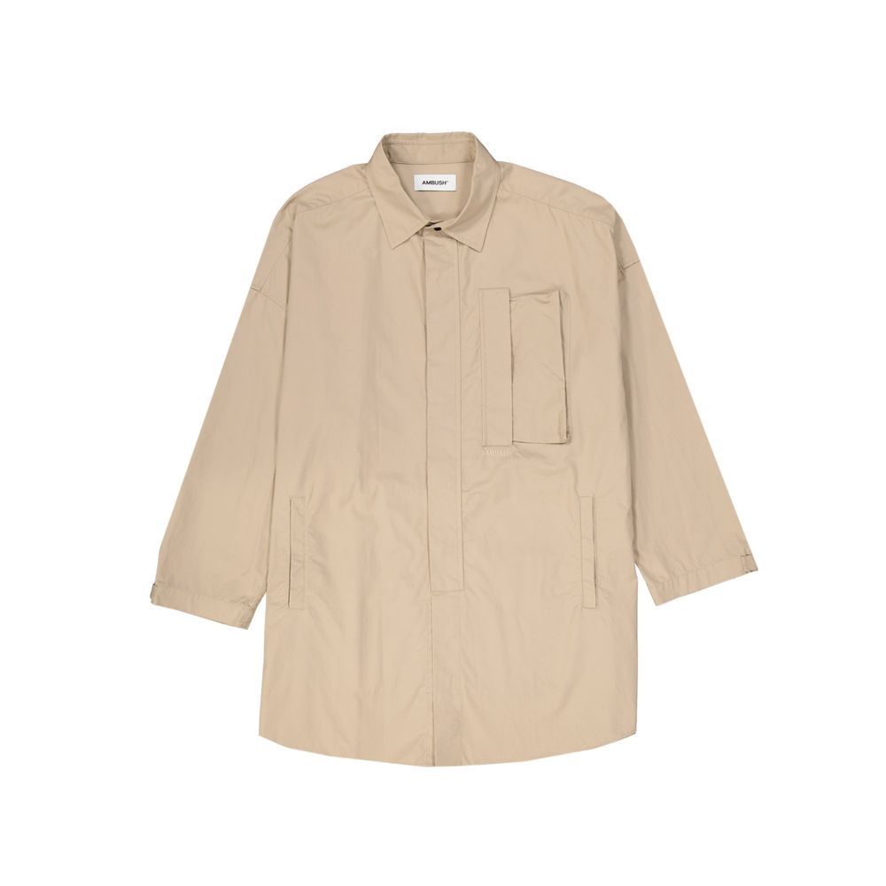 Beige Cotton Full-Length Jacket