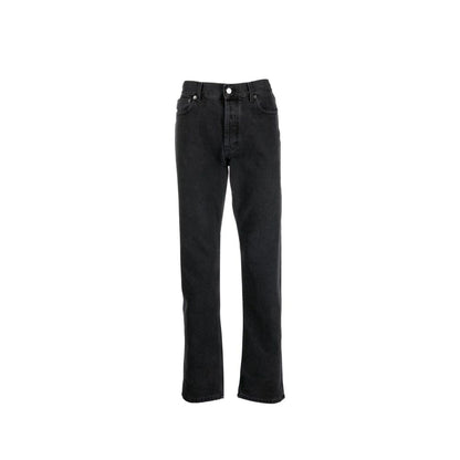 Black Cotton Straight-Leg Jeans