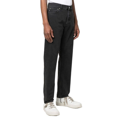 Black Cotton Straight-Leg Jeans