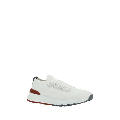 White Cotton Low Top Sneakers