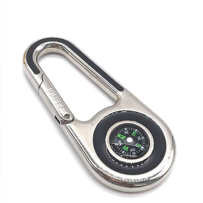 Silver Metal Compass Charm Keychain