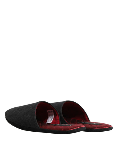 Anthracite Wool Cashmere Quilted Slippers Shoes