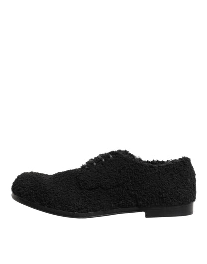 Men Black Riccio Shearling Dress Derby Shoes