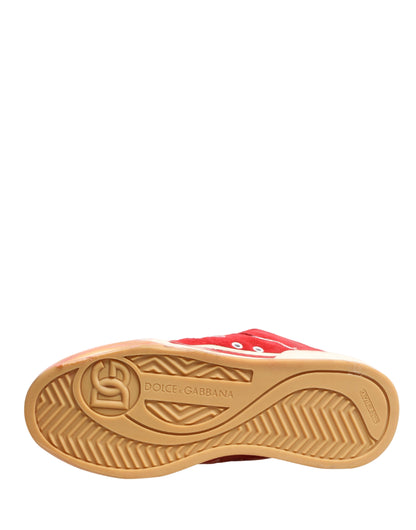 Red White Suede DG Logo Low Top Sneakers Shoes