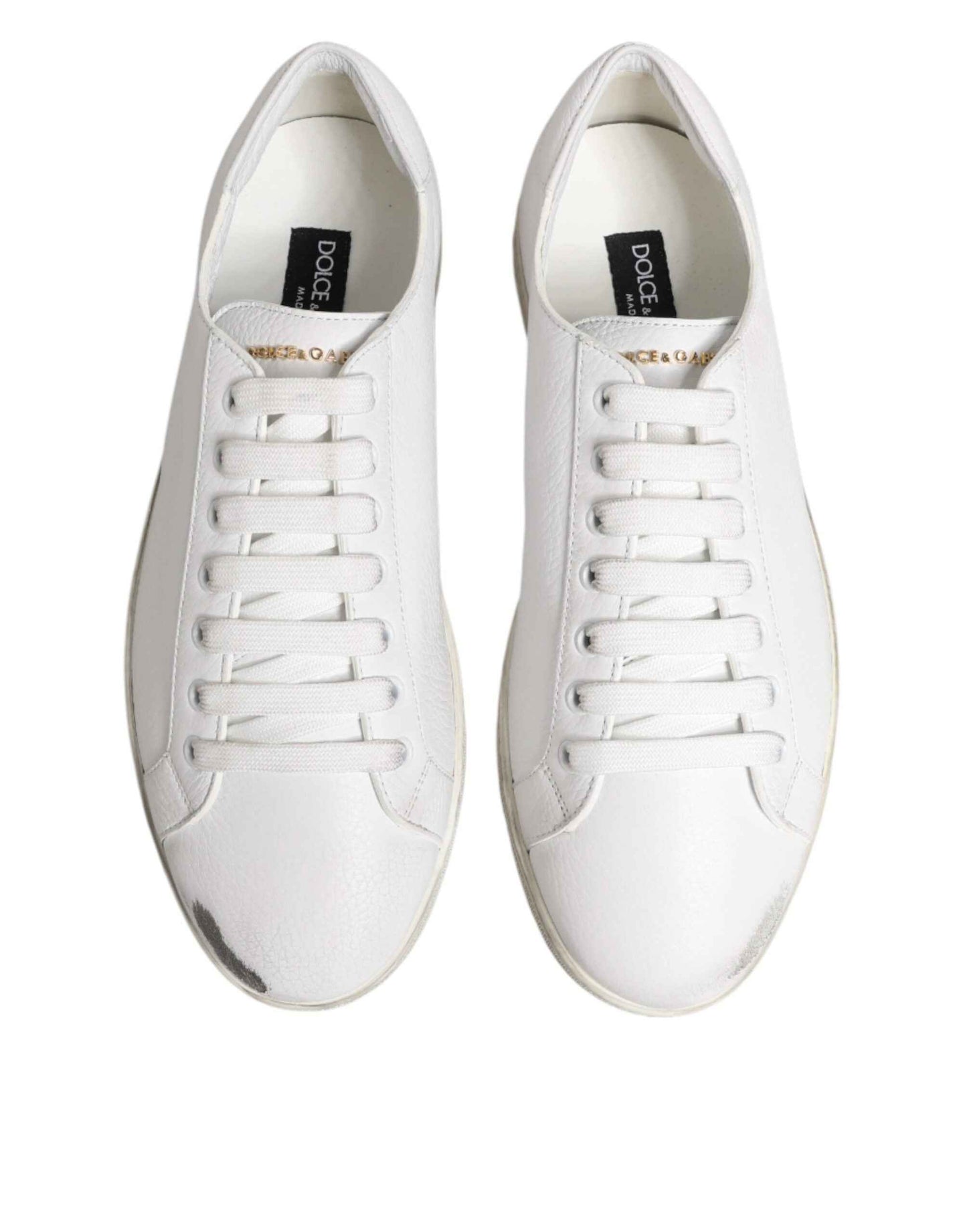 White Bianco Leather Men Low Top Sneakers Shoes