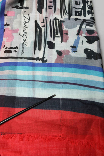 Multicolor Milano Print Cashmere 134cm x 130cm Men Scarf