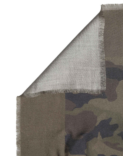 Green Camouflage Logo Cashmere 138cm x 137cm Men Scarf