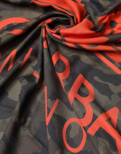 Green Camouflage Logo Cashmere 138cm x 137cm Men Scarf