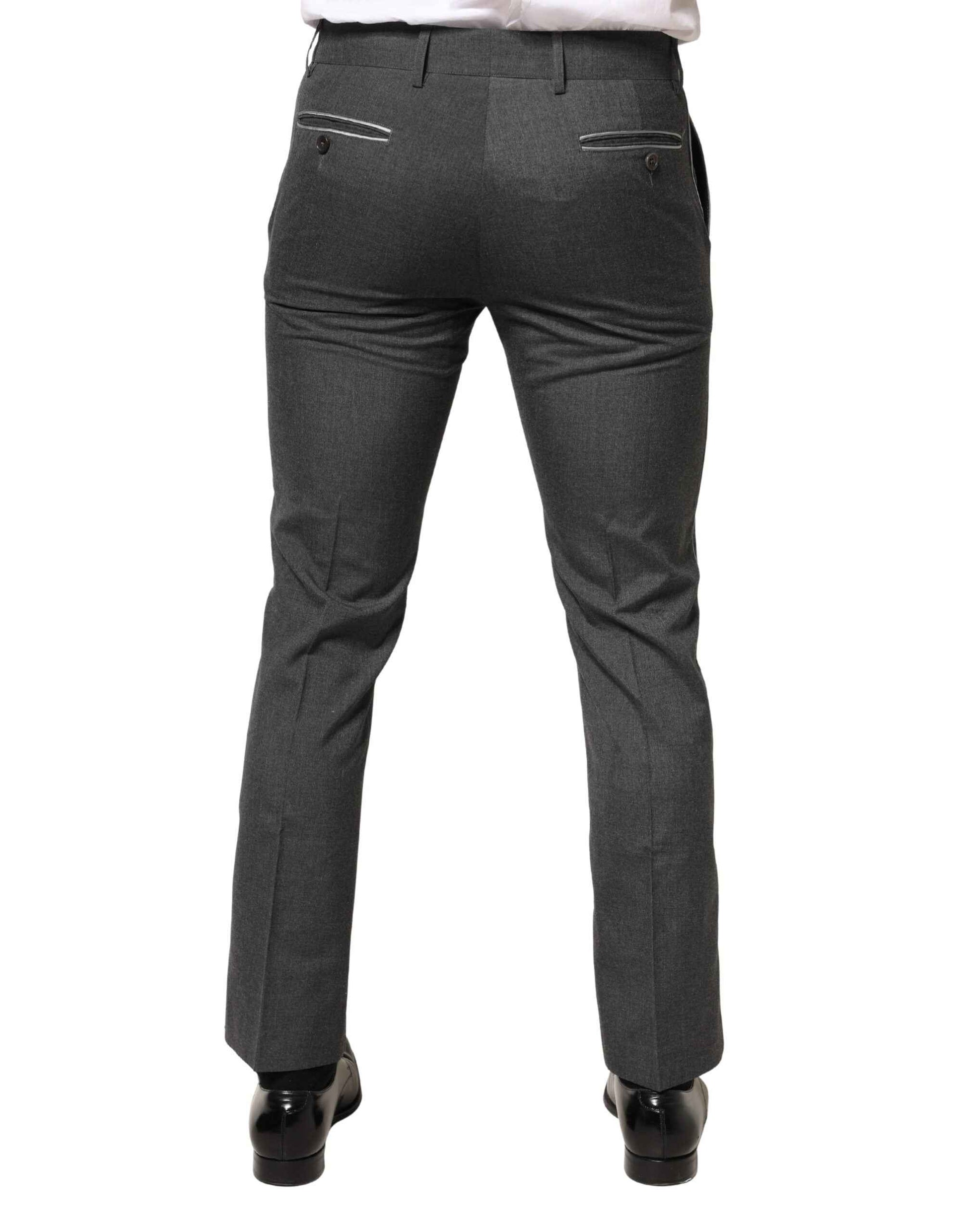 Gray Polyester Formal Dress Trouser Pants