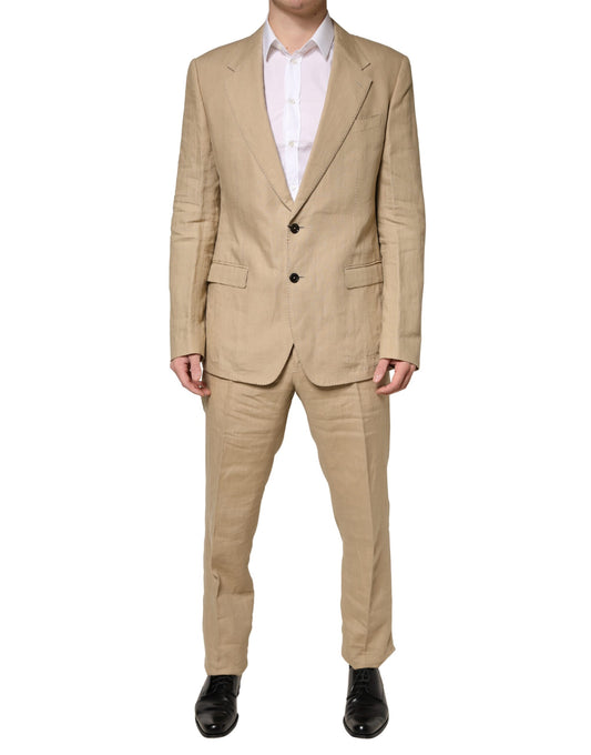 Beige TAORMINA Single Breasted Formal 2 Piece Suit