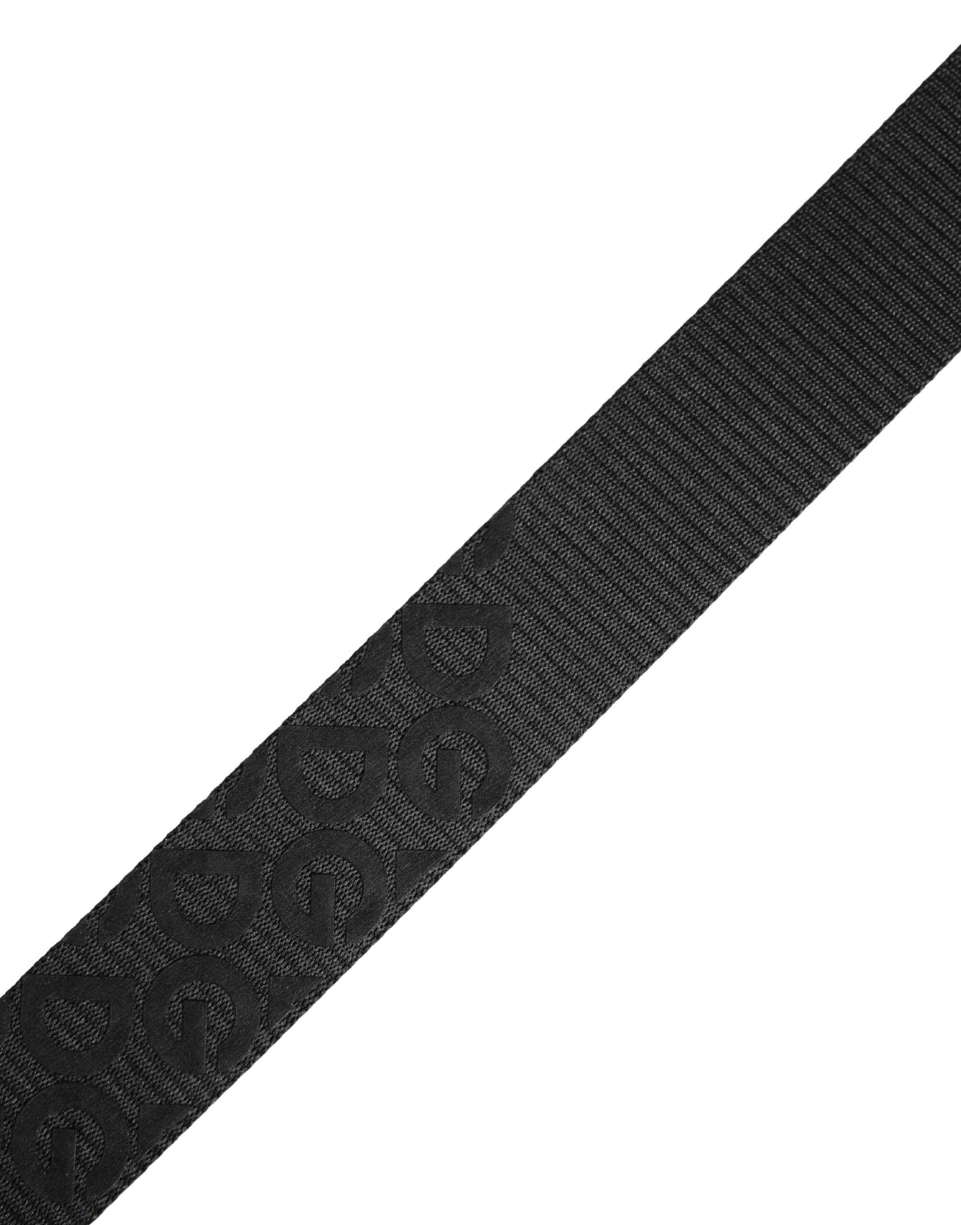 Black Logo Monogram Silver Metal Buckle Belt