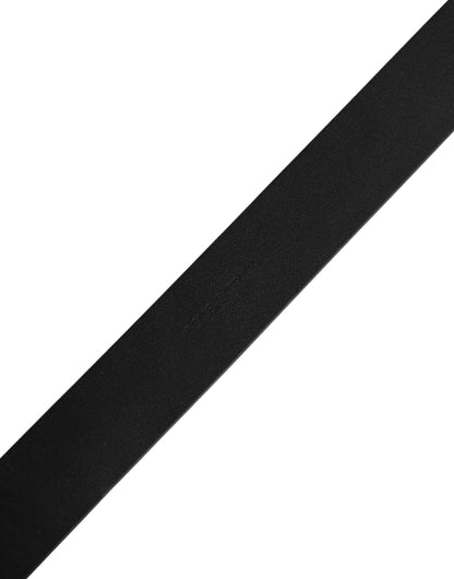 Black Calf Leather Gold Metal Buckle Belt