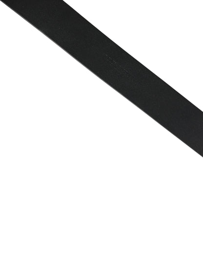 Black Calf Leather Gold Metal Buckle Belt