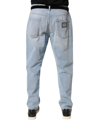 Light Blue Washed Loose Cotton Denim Jeans