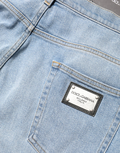 Light Blue Washed Loose Cotton Denim Jeans