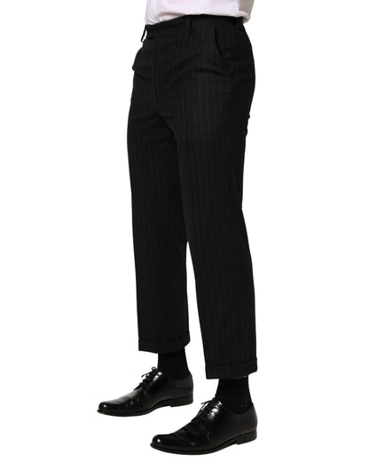 Black Stripes Wool Dress Formal Trouser Pants