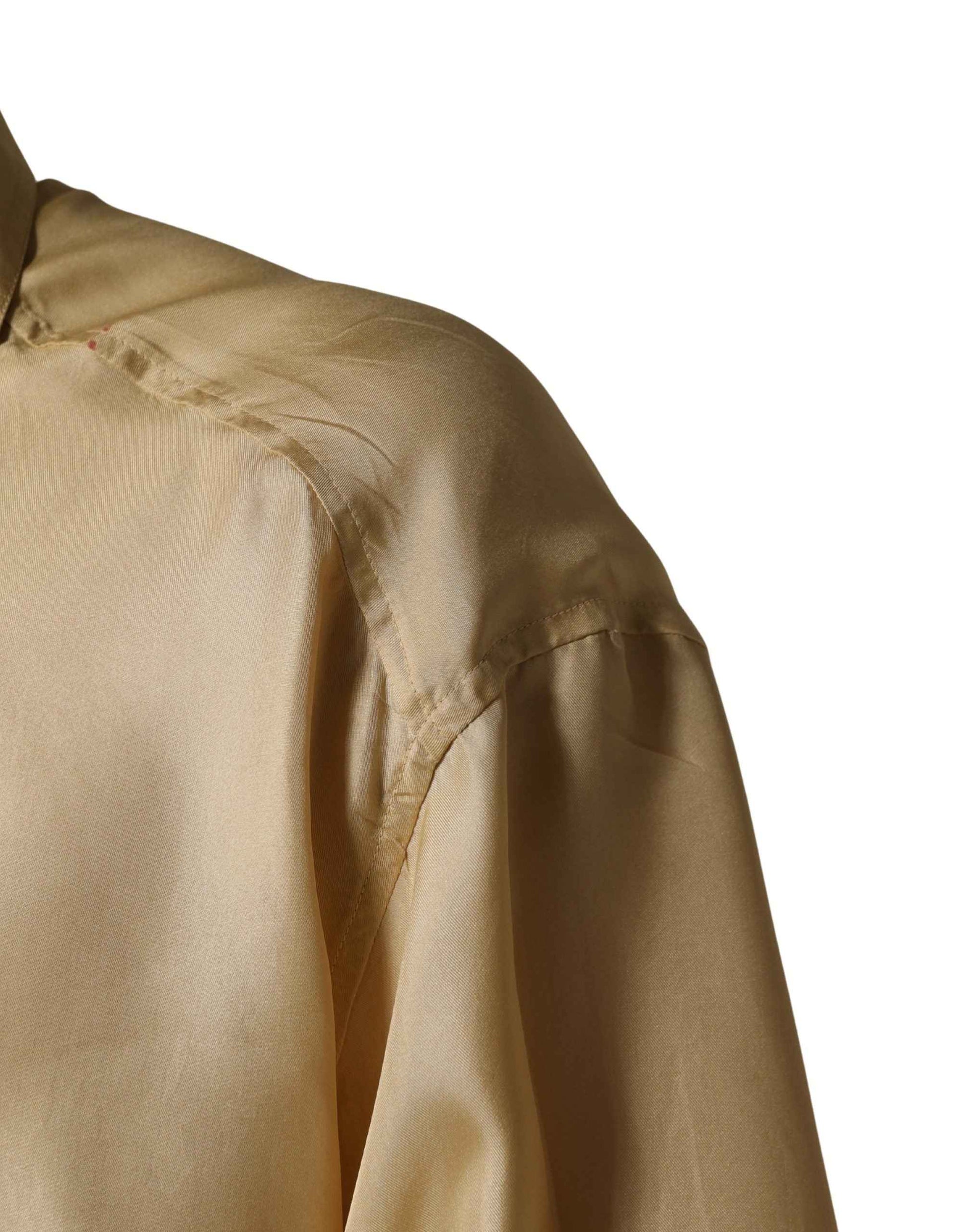 Yellow Silk Button Down Men Oversize Shirt