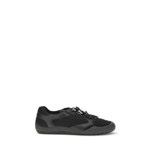 Black Polyester Athletic Sneakers