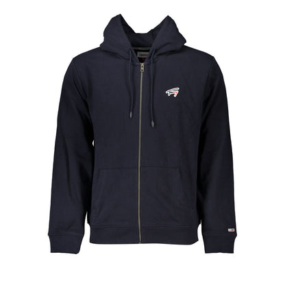 Blue Cotton Men's Hooded Sweatshirt