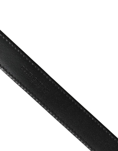 Men Silver Classic Leather Square Buckle Belt