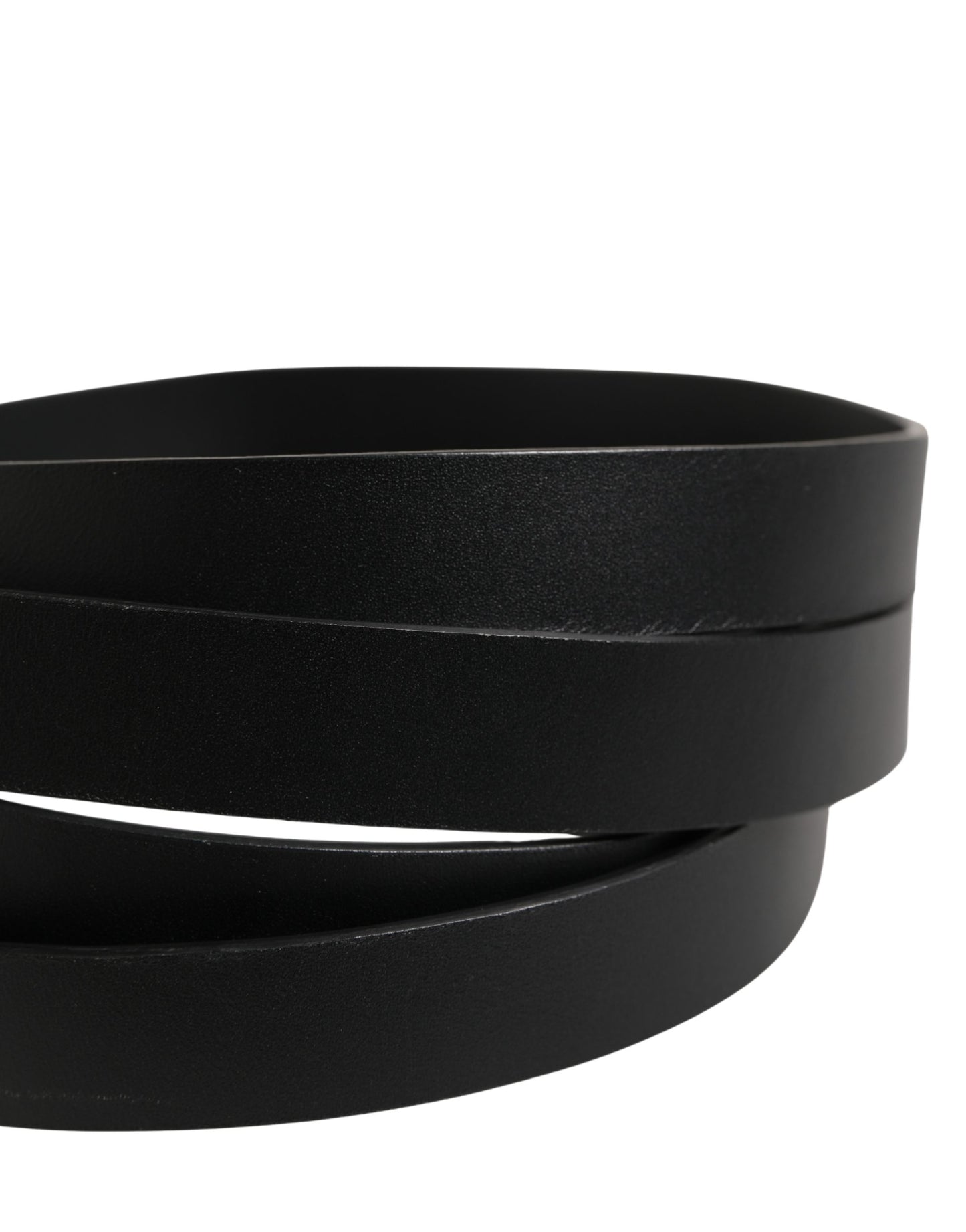 Black Double Strap Leather Silver Buckle Belt
