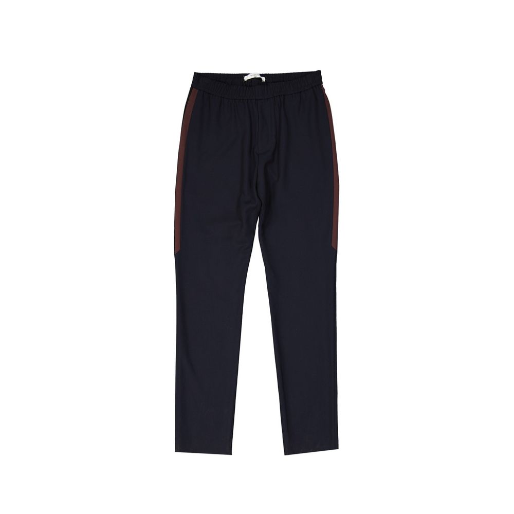 Blue Wool Casual Pants