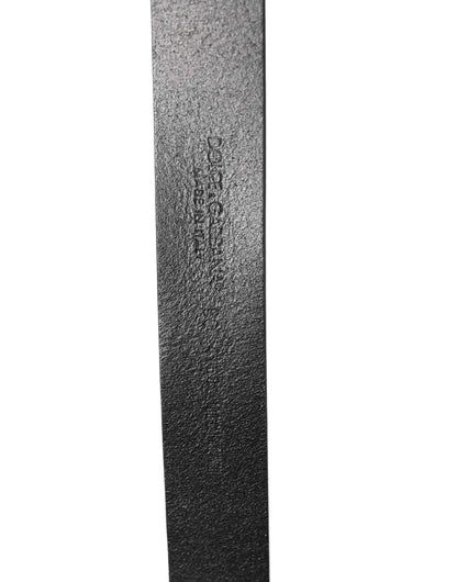 Men Black Classic Leather Logo Buckle Belt