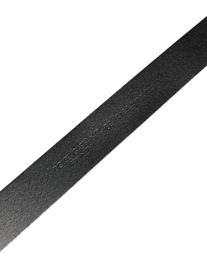 Men Black Classic Leather Logo Buckle Belt