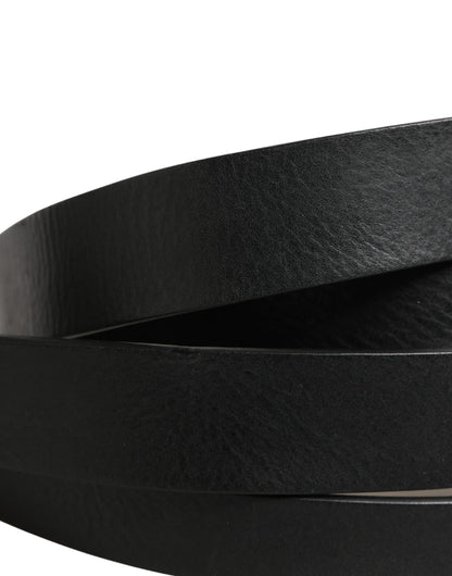 Black Double Strap Leather Silver Buckle Belt