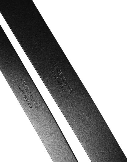 Black Double Strap Leather Silver Buckle Belt