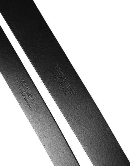 Black Double Strap Leather Silver Buckle Belt
