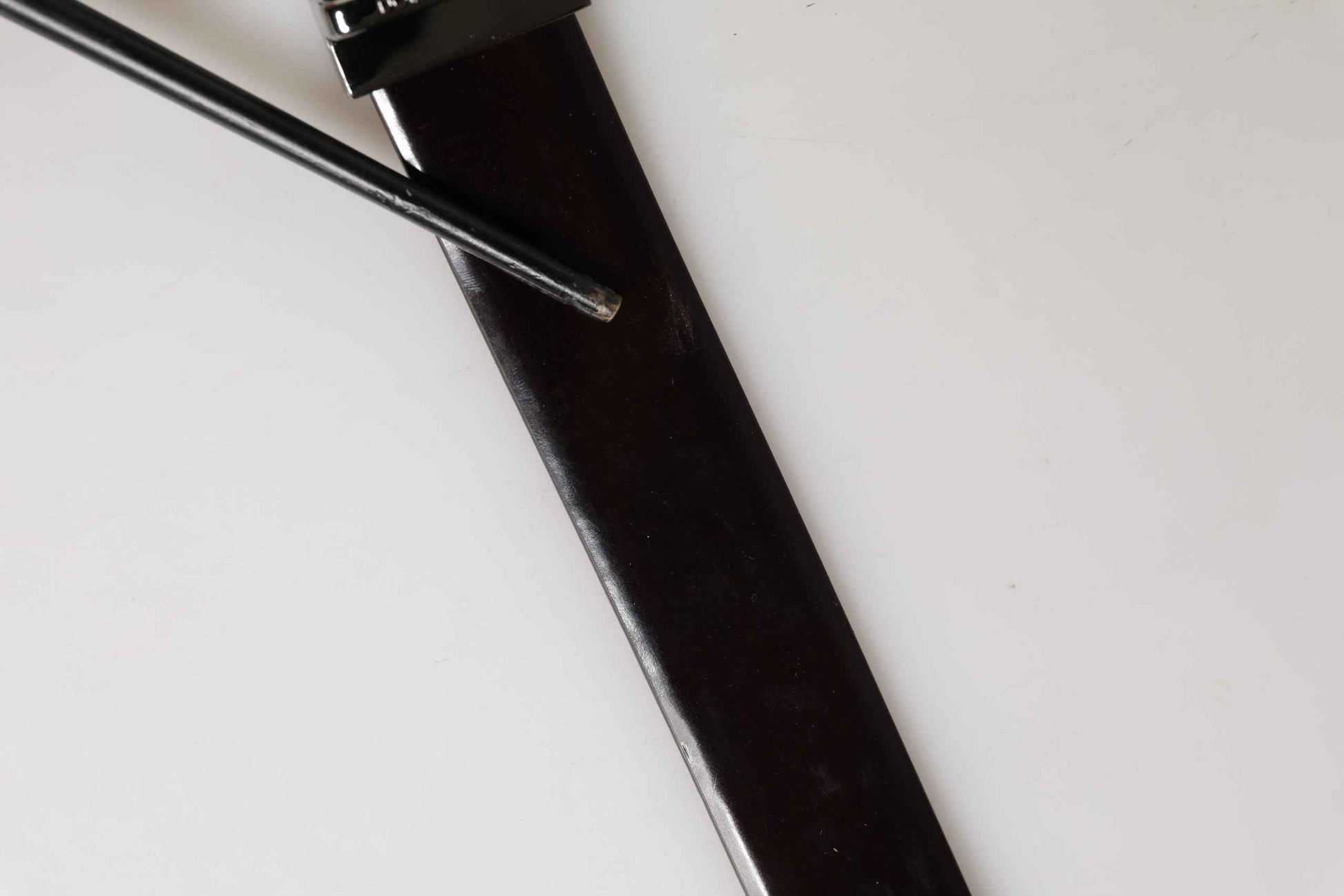 Black Double Strap Leather Silver Buckle Belt