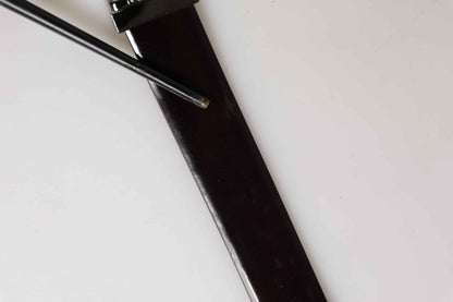 Black Double Strap Leather Silver Buckle Belt