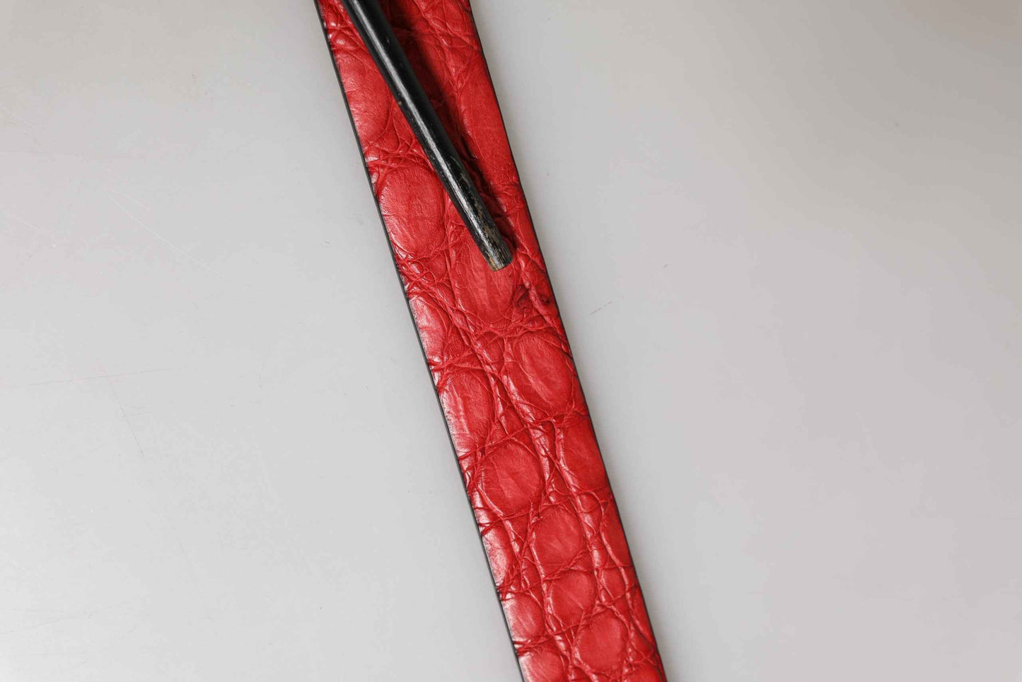 Men Red Exotic Leather Metal Buckle Belt