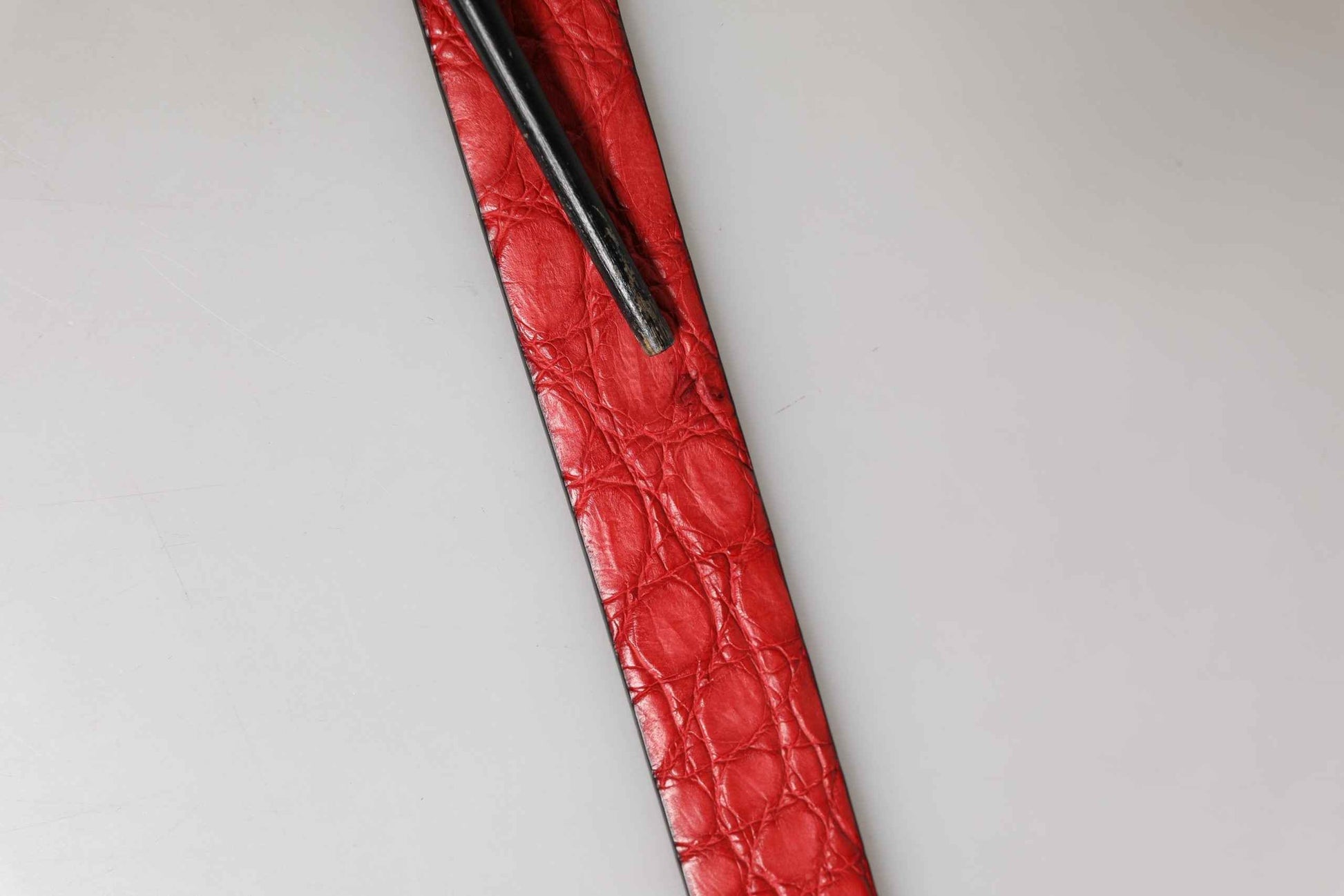 Men Red Exotic Leather Metal Buckle Belt