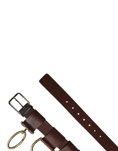 Men Brown Classic Leather Metal Buckle Belt