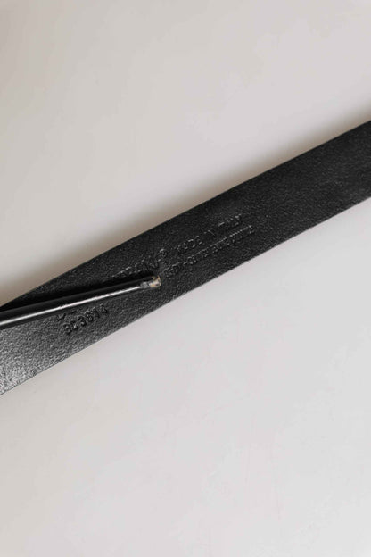 Men Black Exotic Leather Metal Buckle Belt