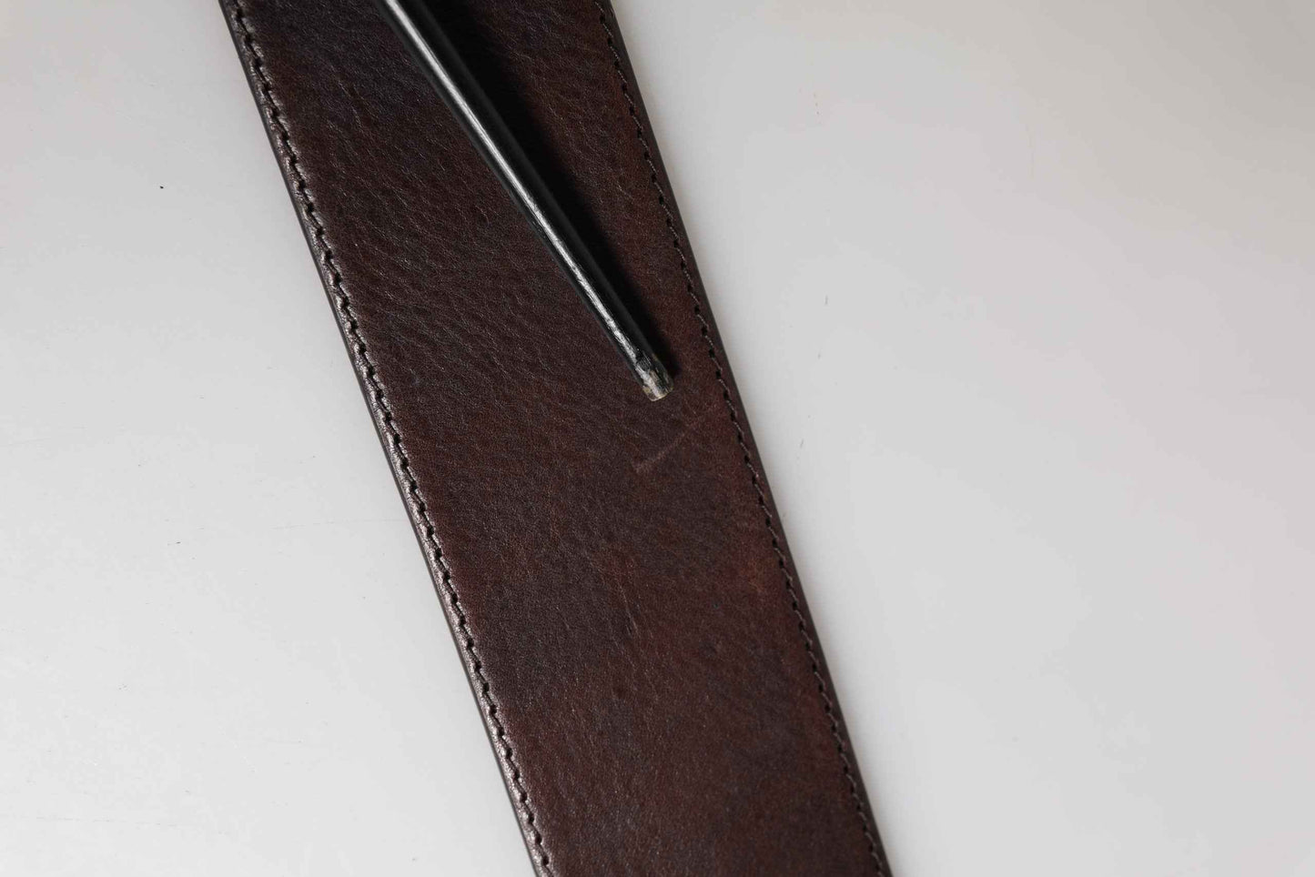 Men Brown Calfskin Leather Metal Buckle Belt