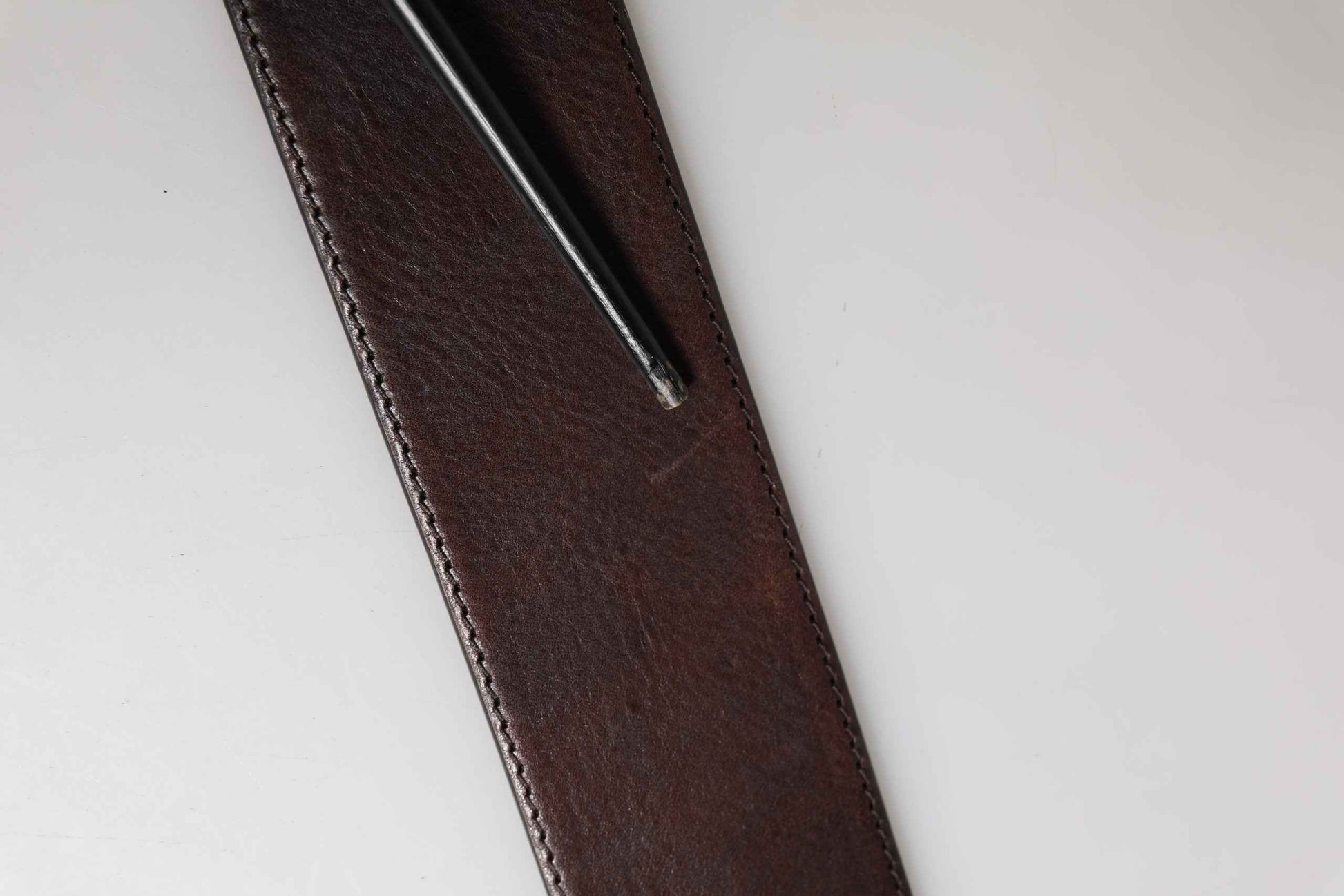 Men Brown Calfskin Leather Metal Buckle Belt