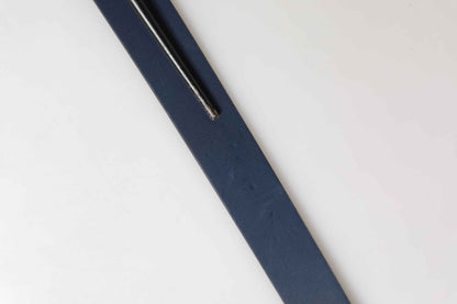 Blue Calf Leather Logo Metal Buckle Belt