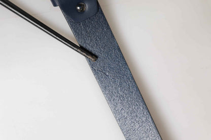 Blue Calf Leather Logo Metal Buckle Belt