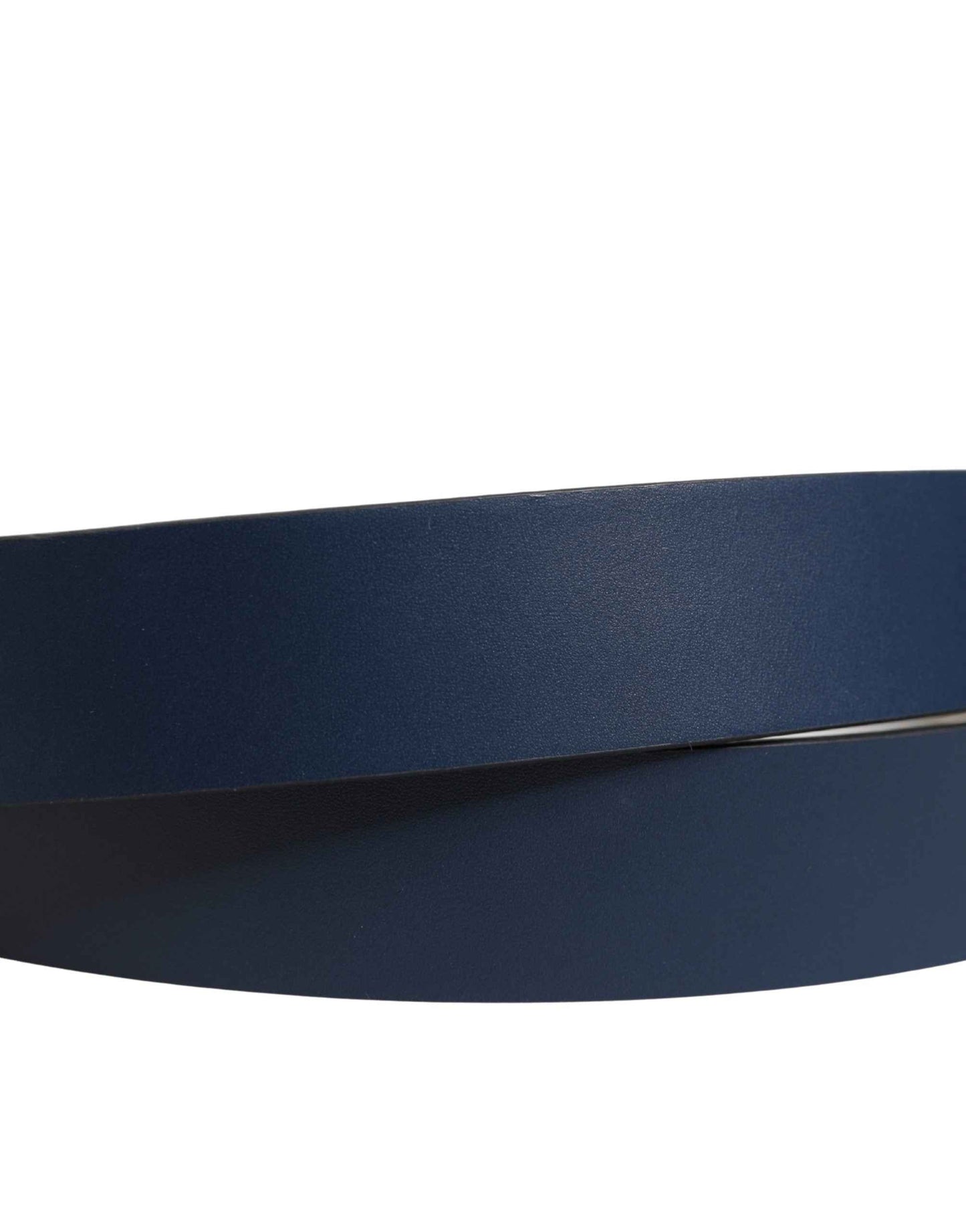 Blue Calfskin Leather Logo Metal Buckle Belt