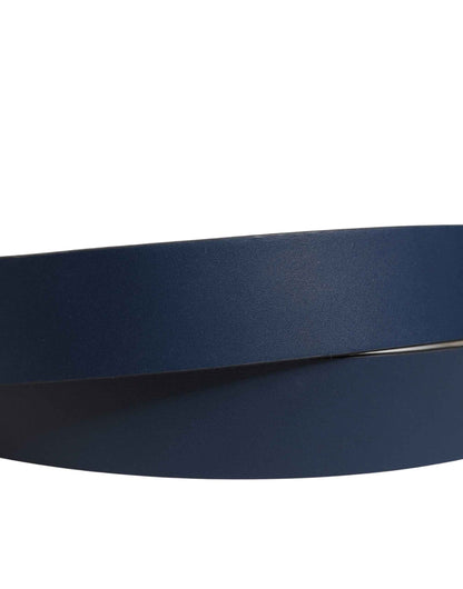 Blue Calfskin Leather Logo Metal Buckle Belt