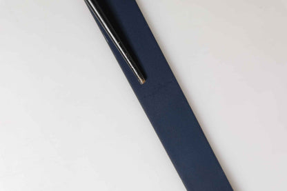 Blue Calfskin Leather Logo Metal Buckle Belt
