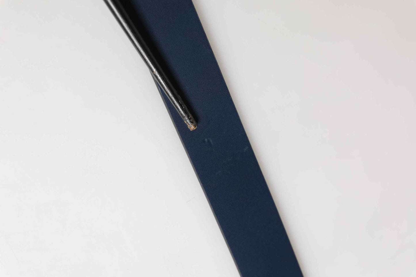 Men Blue Calf Leather Logo Metal Buckle Belt
