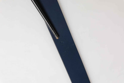 Men Blue Calf Leather Logo Metal Buckle Belt