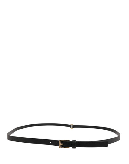 Men Black Leather Classic Metal Buckle Belt