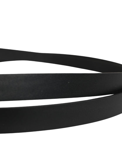 Men Black Leather Classic Metal Buckle Belt